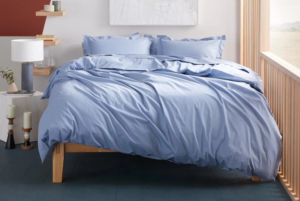 product image of the Cloverlane Percale Duvet Cover Set staged in a bedroom